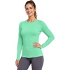 image:imageRoadbox Womens Compression Shirt Long Sleeve Quick Dry Athletic Base Layer Tops UPF 50 Running Workout Underscrub ShirtsMint Green