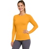 image:imageRoadbox Womens Compression Shirt Long Sleeve Quick Dry Athletic Base Layer Tops UPF 50 Running Workout Underscrub ShirtsOrange