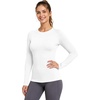 image:imageRoadbox Womens Compression Shirt Long Sleeve Quick Dry Athletic Base Layer Tops UPF 50 Running Workout Underscrub ShirtsWhite