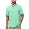 image:imageRoadbox Mens Fishing Shirts Short Sleeve Sun Protection Button Down Quick Dry Cooling Hiking Shirt for Travel Safari CampingMint Green