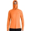image:imageRoadbox Mens UPF 50 Hooded Fishing Shirts Long Sleeve Sun Protection Hoodie Hiking Running Swimming Rash Guard with MaskOrange