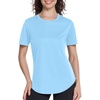 image:imageRoadbox Womens Workout Tops Short Sleeve UPF 50 Sun Protection Athletic Shirts Quick Dry Rash Guard for Gym Hiking Running02 Light Blue