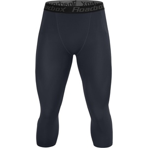 image:imageRoadbox Mens 34 Compression Pants Running Workout Tights Leggings Sport Basketball Athletic Football Capri Base LayerDark Gray