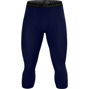 image:imageRoadbox Mens 34 Compression Pants Running Workout Tights Leggings Sport Basketball Athletic Football Capri Base LayerNavy Blue