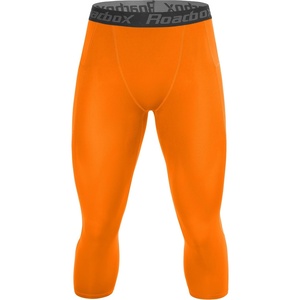image:imageRoadbox Mens 34 Compression Pants Running Workout Tights Leggings Sport Basketball Athletic Football Capri Base LayerOrange