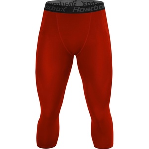 image:imageRoadbox Mens 34 Compression Pants Running Workout Tights Leggings Sport Basketball Athletic Football Capri Base LayerRed