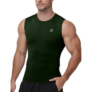 image:imageRoadbox Mens Sleeveless Compression Shirt Athletic Workout Tank Tops Sports Running Muslc Base LayerArmy Green