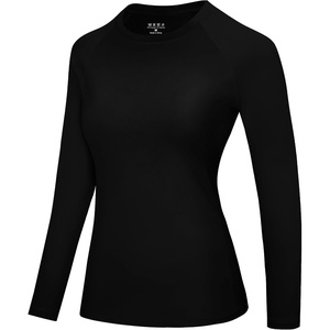 image:imageRoadbox Womens Compression Shirt Long Sleeve Quick Dry Athletic Base Layer Tops UPF 50 Running Workout Underscrub ShirtsBlack