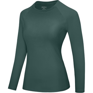 image:imageRoadbox Womens Compression Shirt Long Sleeve Quick Dry Athletic Base Layer Tops UPF 50 Running Workout Underscrub ShirtsDark Green
