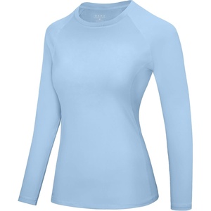 image:imageRoadbox Womens Compression Shirt Long Sleeve Quick Dry Athletic Base Layer Tops UPF 50 Running Workout Underscrub ShirtsLight Blue Grey