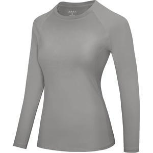 image:imageRoadbox Womens Compression Shirt Long Sleeve Quick Dry Athletic Base Layer Tops UPF 50 Running Workout Underscrub ShirtsLight Grey