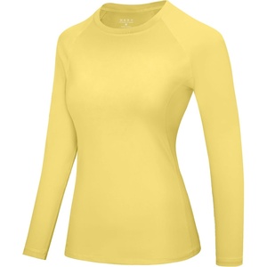 image:imageRoadbox Womens Compression Shirt Long Sleeve Quick Dry Athletic Base Layer Tops UPF 50 Running Workout Underscrub ShirtsPale Yellow