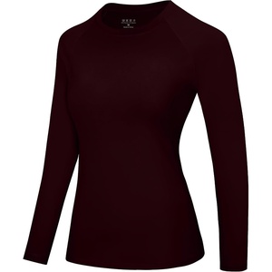 image:imageRoadbox Womens Compression Shirt Long Sleeve Quick Dry Athletic Base Layer Tops UPF 50 Running Workout Underscrub ShirtsWine Red