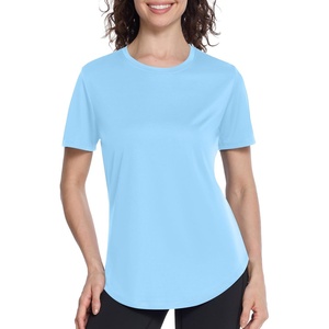 image:imageRoadbox Womens Workout Tops Short Sleeve UPF 50 Sun Protection Athletic Shirts Quick Dry Rash Guard for Gym Hiking Running02 Light Blue