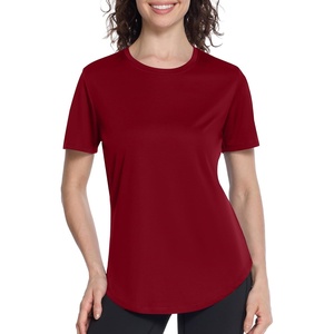 image:imageRoadbox Womens Workout Tops Short Sleeve UPF 50 Sun Protection Athletic Shirts Quick Dry Rash Guard for Gym Hiking Running08 Dark Red