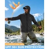image:imageRoadbox Mens UPF 50 Sun Hoodie Full Zip Long Sleeve Lightweight Jacket UV Protection Shirt for Outdoor Fishing Hiking1 Black