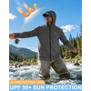 image:imageRoadbox Mens UPF 50 Sun Hoodie Full Zip Long Sleeve Lightweight Jacket UV Protection Shirt for Outdoor Fishing Hiking2 Dark Grey