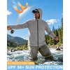 image:imageRoadbox Mens UPF 50 Sun Hoodie Full Zip Long Sleeve Lightweight Jacket UV Protection Shirt for Outdoor Fishing Hiking3 Light Gray