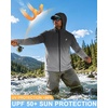 image:imageRoadbox Mens UPF 50 Sun Hoodie Full Zip Long Sleeve Lightweight Jacket UV Protection Shirt for Outdoor Fishing Hiking8 Gray White Ombre
