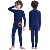 image:imageRoadbox Boys Thermal Underwear Sets Ultra Soft FLeece Lined Long Johns Base Layer Top and Bottoms with PocketsNavy Blue