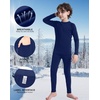 image:imageRoadbox Boys Thermal Underwear Sets Ultra Soft FLeece Lined Long Johns Base Layer Top and Bottoms with PocketsNavy Blue