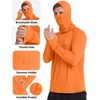image:imageRoadbox Mens UPF 50 Sun Protection Hoodie Long Sleeve Fishing Shirt with Mask Lightweight UV SPF Hooded for Hiking RunningElectric Orange