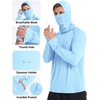 image:imageRoadbox Mens UPF 50 Sun Protection Hoodie Long Sleeve Fishing Shirt with Mask Lightweight UV SPF Hooded for Hiking RunningLight Blue