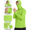 image:imageRoadbox Mens UPF 50 Sun Protection Hoodie Long Sleeve Fishing Shirt with Mask Lightweight UV SPF Hooded for Hiking RunningLime Green