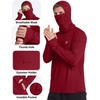 image:imageRoadbox Mens UPF 50 Sun Protection Hoodie Long Sleeve Fishing Shirt with Mask Lightweight UV SPF Hooded for Hiking RunningTomato Red