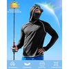 image:imageRoadbox UPF 50 Fishing Shirts for Men Long Sleeve UV Sun Hoodie with Mask Outdoor Swim Hiking Running Workout Rash GuardBlack