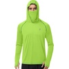 image:imageRoadbox UPF 50 Fishing Shirts for Men Long Sleeve UV Sun Hoodie with Mask Outdoor Swim Hiking Running Workout Rash GuardLime Green
