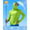 image:imageRoadbox UPF 50 Fishing Shirts for Men Long Sleeve UV Sun Hoodie with Mask Outdoor Swim Hiking Running Workout Rash GuardLime Green