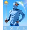 image:imageRoadbox UPF 50 Fishing Shirts for Men Long Sleeve UV Sun Hoodie with Mask Outdoor Swim Hiking Running Workout Rash GuardMedium Blue