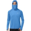 image:imageRoadbox UPF 50 Fishing Shirts for Men Long Sleeve UV Sun Hoodie with Mask Outdoor Swim Hiking Running Workout Rash GuardMedium Blue