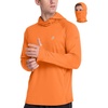 image:imageRoadbox Mens UPF 50 Sun Protection Hoodie Long Sleeve Fishing Shirt with Mask Lightweight UV SPF Hooded for Hiking RunningElectric Orange