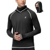 image:imageRoadbox UPF 50 Fishing Shirts for Men Long Sleeve UV Sun Hoodie with Mask Outdoor Swim Hiking Running Workout Rash GuardBlack