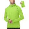 image:imageRoadbox UPF 50 Fishing Shirts for Men Long Sleeve UV Sun Hoodie with Mask Outdoor Swim Hiking Running Workout Rash GuardLime Green