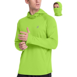 image:imageRoadbox Mens UPF 50 Sun Protection Hoodie Long Sleeve Fishing Shirt with Mask Lightweight UV SPF Hooded for Hiking RunningLime Green