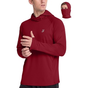 image:imageRoadbox Mens UPF 50 Sun Protection Hoodie Long Sleeve Fishing Shirt with Mask Lightweight UV SPF Hooded for Hiking RunningTomato Red