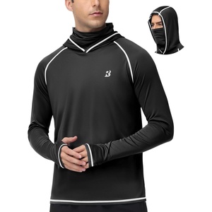 image:imageRoadbox UPF 50 Fishing Shirts for Men Long Sleeve UV Sun Hoodie with Mask Outdoor Swim Hiking Running Workout Rash GuardBlack