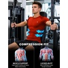 image:imageRoadbox Mens Compression Shirt Short Sleeve Athletic Workout Quick Dry Undershirts Cooling Base Layer for Running Gym03 Red