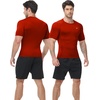 image:imageRoadbox Mens Compression Shirt Short Sleeve Athletic Workout Quick Dry Undershirts Cooling Base Layer for Running Gym03 Red