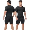 image:imageRoadbox Mens Compression Shirt Short Sleeve Athletic Workout Quick Dry Undershirts Cooling Base Layer for Running Gym06 Dark Gray