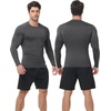 image:imageRoadbox Mens Compression Shirts Long Sleeve UPF 50 Base Layer Undershirts Cool Dry Workout Gym Tops for Running Football07 Light Gray