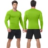 image:imageRoadbox Mens Compression Shirts Long Sleeve UPF 50 Base Layer Undershirts Cool Dry Workout Gym Tops for Running Football08 Lime Green