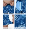 image:imageRoadbox Swim Jammers for Men Athletic Swimsuit for Training Racing Quick Dry Endurance Competitive Swimming Shorts UPF 50Palm Leaf  Blue