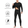 image:imageRoadbox Thermal Underwear for Men Fleece Lined Long Johns Base Layer Ski Thermals Top and Bottom SetA01black