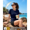 image:imageRoadbox Womens Workout Tops Short Sleeve UPF 50 Sun Protection Shirts Quick Dry Athletic Gym Running Hiking Tee ShirtA04 Dusk Blue