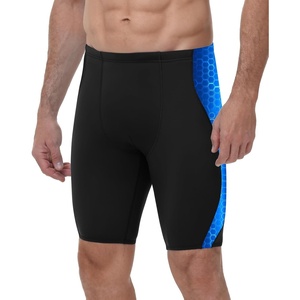 image:imageRoadbox Swim Jammers for Men Athletic Swimsuit for Training Racing Quick Dry Endurance Competitive Swimming Shorts UPF 50BlackBlue