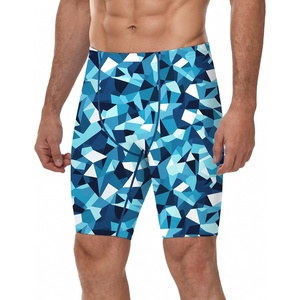 image:imageRoadbox Swim Jammers for Men Athletic Swimsuit for Training Racing Quick Dry Endurance Competitive Swimming Shorts UPF 50Colorblock  Blue